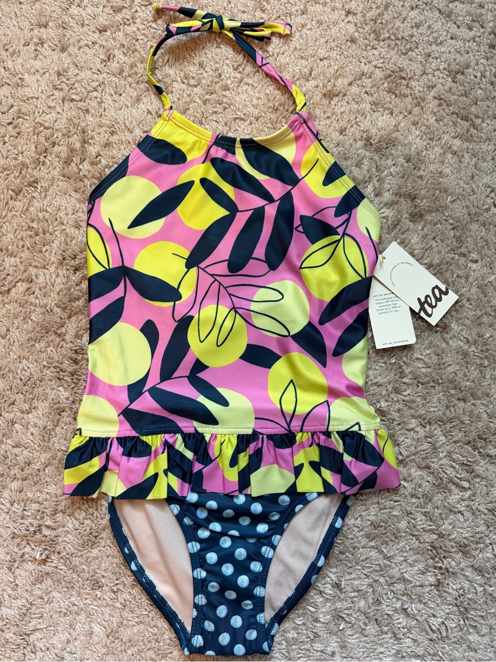 NWT Tea Collection Peplum Halter Swimsuit